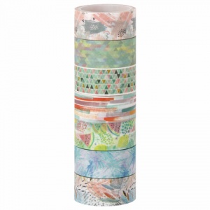 Набор WASHI-лент для декора Остров Сокровищ "Микс №1", 15мм х 3м, 7 цветов, рисовая бумага (661709), 12 уп.