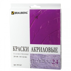 Краски акриловые 24 цвета Brauberg, по 12мл (191127)