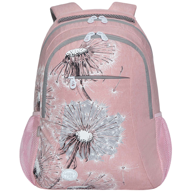 Рюкзак школьный Grizzly, 31x42x18см, 2 отделения, 3 кармана, анатомическая спинка, розовый (RD-242-1/2)