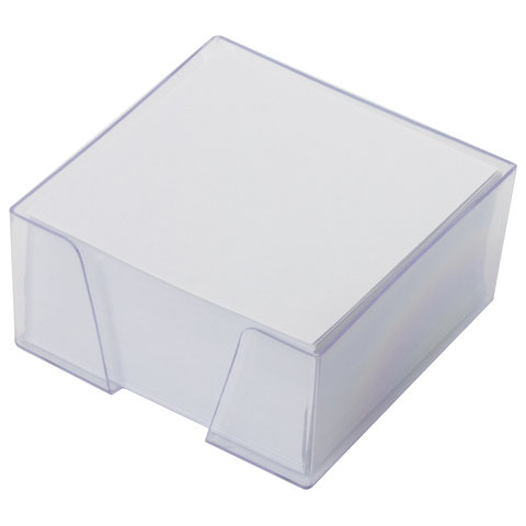 Блок-кубик для записей Brauberg, 90x90x50мм, белый, прозрачный бокс (122224)