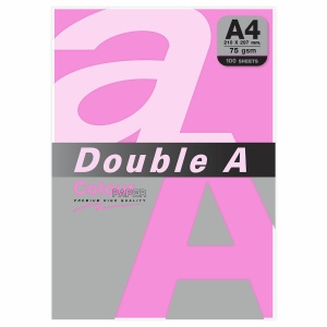 Бумага цветная А4 Double A, неон розовая, 75 г/кв.м, 100 листов (32078