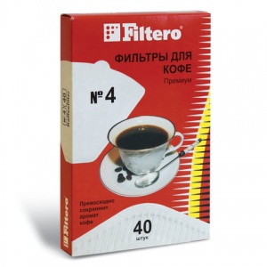 Фильтры бумажные для кофеварок капельного типа Filtero №4/40, 40шт., белый (№4/40)