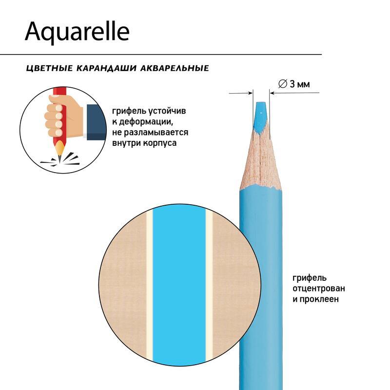 Карандаши акварельные 24 цвета Bruno Visconti Аquarelle (L=175мм, d=3мм, 3гр)