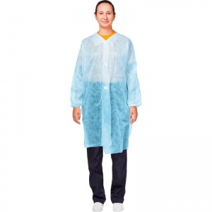 Мед.одежда Халат одноразовый на липучках, голубой, размер 52-54, XL, 10шт.