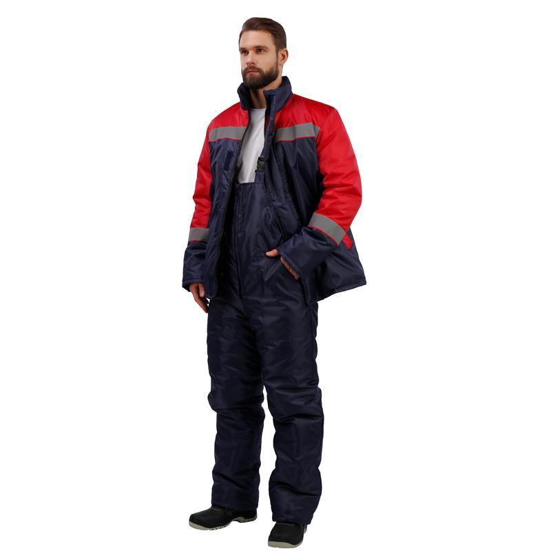 Спец.одежда Куртка зимняя мужская з38-КУ с СОП, темно-синяя/красная (размер 60-62, рост 182-188)