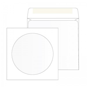 Конверт для CD/DVD дисков Packpost, белый, окно d=100мм, 25шт.