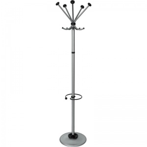 Вешалка-стойка напольная Титан "Квинтет ТМК-2", на 5 персон + место для зонтов, алюминий/серебристая