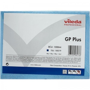 Салфетка хозяйственная Vileda GP Plus (35x50см) вискоза/полиэстер, голубая, 25шт. (100844)