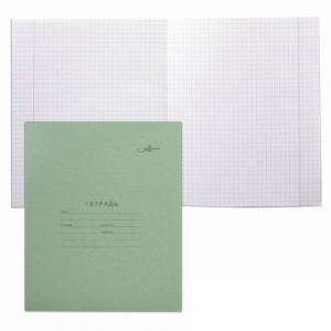 Тетрадь школьная 24л, А5 Архбум (клетка, скрепка, зеленая бумажная обложка) (С-57-5, CZ02, С012)