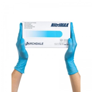 Перчатки одноразовые нитриловые смотровые NitriMax, нестерильные, неопудренные, голубые, размер S, 50 пар в упаковке