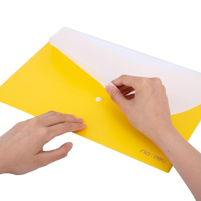 Папка-конверт на кнопке Deli (А4, 180мкм, пластик)