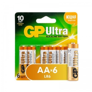 Батарейка GP Ultra AA/LR06 (1.5 В) алкалиновая (блистер, 6шт.) (15AU-2CR6)