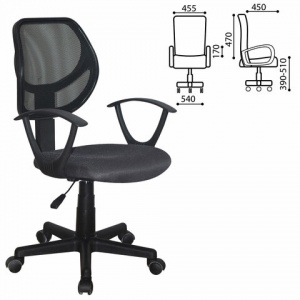 Кресло офисное Brabix "Flip MG-305", ткань TW серая/черная, пластик (531951)