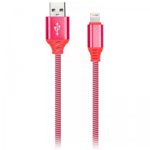 Кабель USB2.0 SmartBuy iK-512NS, USB-A (m) - Lightning (M), в оплетке, 2A output, 1м, красный (iK-512NS red)
