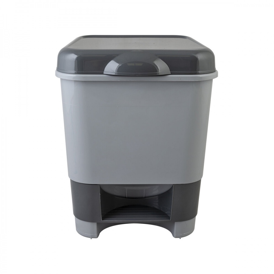 Контейнер для мусора 8л Полимербыт, пластик серый, с педалью (427-СЕРЫЙ-434270065)