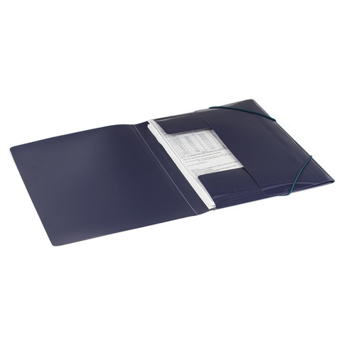 Папка на резинках пластиковая Brauberg диагональ (А4, 500мкм, до 300 листов) темно-синий (221335), 25шт.