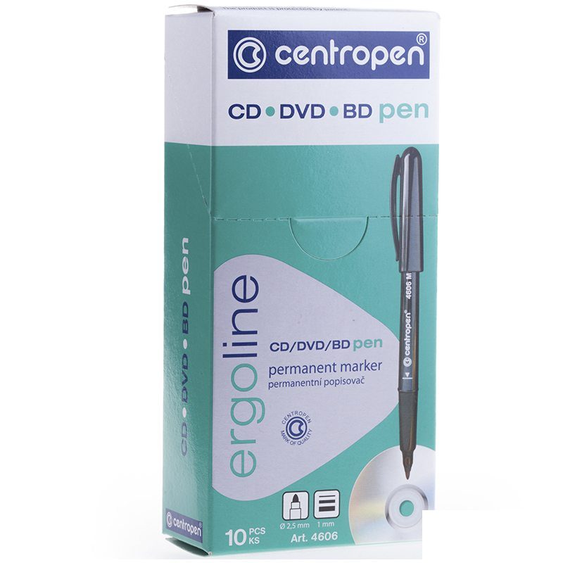 Маркер для CD/DVD Centropen 4606 (трехгранный, 1мм, синий) 10шт. (4606/01-06)