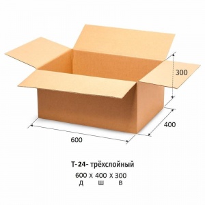 Короб картонный 600x400x300мм, картон бурый Т-24, 10шт.
