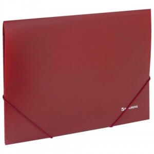 Папка на резинках пластиковая Brauberg стандарт (А4, 500мкм, до 300 листов) красный (221622)