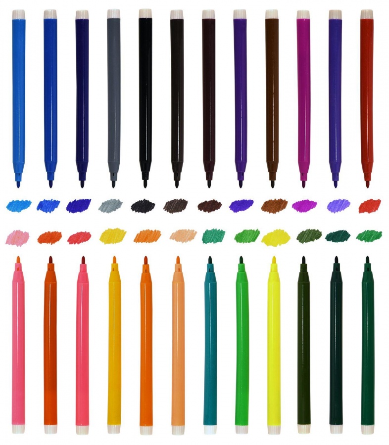 Набор фломастеров 24 цвета Creativiki &quot;Просто-напросто&quot; (линия 2мм, классические, круглый корпус) круглая блист. упаковка