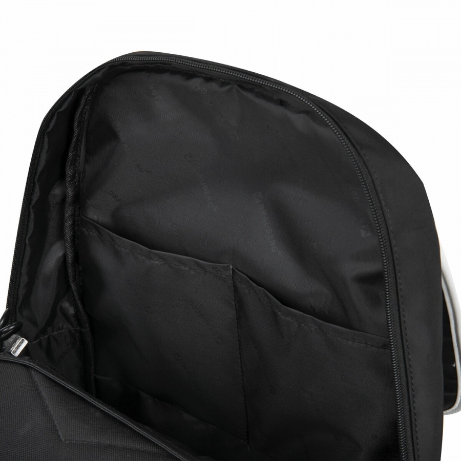 Рюкзак школьный Brauberg FUSION универсальный, USB-порт, черный с белыми вставками, 45х31х15см (271657)