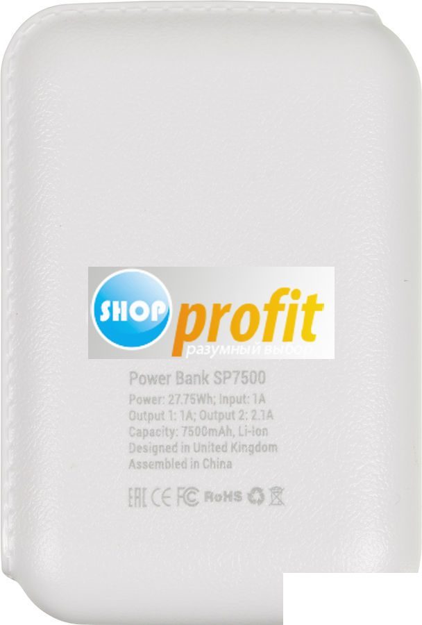 Мобильный аккумулятор Hiper SP7500, 7500мAч, белый (SP7500 WHITE)