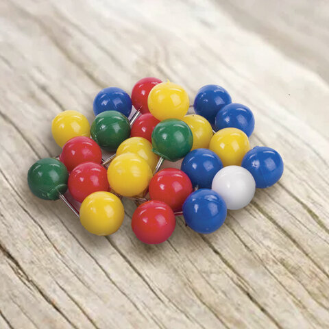 Кнопки силовые Brauberg, цветные (шарики), 50шт., картонная упаковка (221550)
