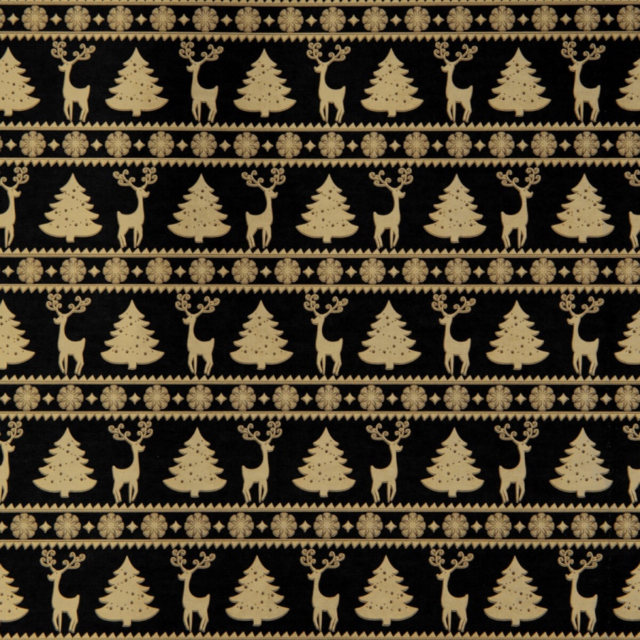 Бумага упаковочная новогодняя Золотая Сказка &quot;Black&Gold&quot;, 70х100см, 10 дизайнов, 50шт. (591910)