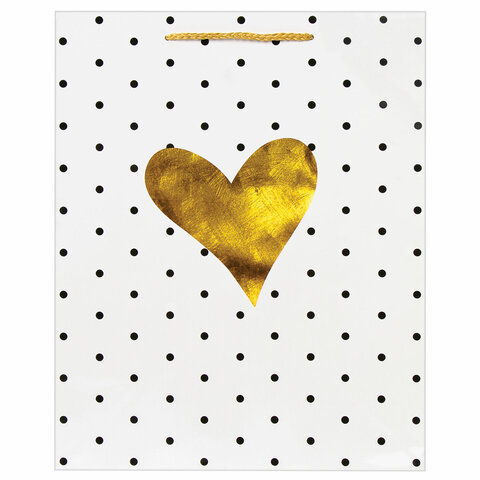 Пакет подарочный 26x12,7x32,4см Золотая Сказка &quot;Золотое сердце&quot;, ламинированный, 12шт. (606583)