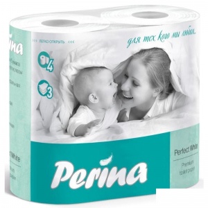 Бумага туалетная 3-слойная Perina Perfect White, белая, 18.8м, 4 рул/уп