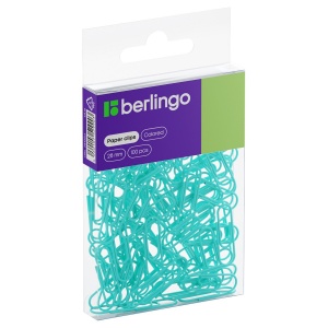 Скрепки Berlingo (28мм, металлические, овальные, полимерное покрытие, голубые) 100шт. (DBs_28100d)