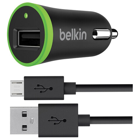 Зарядное устройство автомобильное Belkin, кабель microUSB, черный (F8M711bt04-BLK)