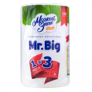Полотенца бумажные 2-слойные Мягкий знак Mr. Big, рулонные 30м, 1 рул/уп