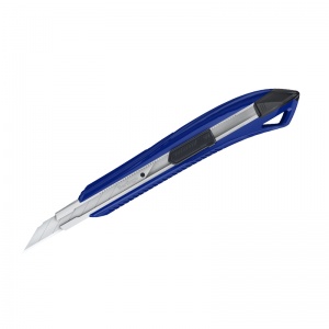 Нож канцелярский 9мм Berlingo Razzor 200, auto-lock, металл. направл., синий, европодвес, 10шт. (BM4127_c)