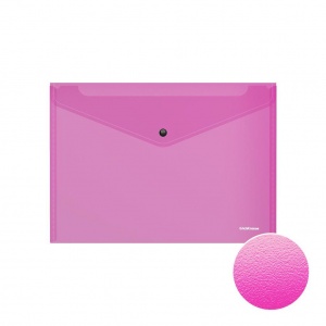 Папка-конверт на кнопке Erich Krause Fizzy Vivid (А4, пластик) прозрачная цветная, 12шт.