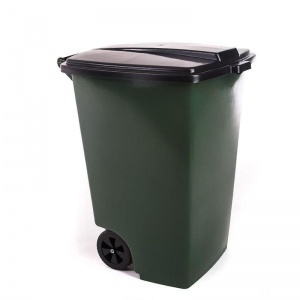 Контейнер для мусора 120л, пластик зеленый, на 2 колесах