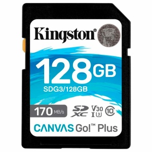 Карта памяти SDXC 128GB KINGSTON Canvas Go Plus, UHS-I U3, 170 Мб/с (class 10), (SDG3/128GB)