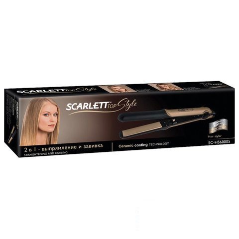 Выпрямитель для волос Scarlett SC-HS60005, 1 режим, 2-в-1, золотистый (SC - HS60005)