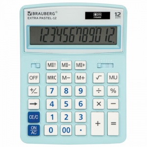 Калькулятор настольный Brauberg Extra Pastel-12-LB (12-разрядный) голубой (250486), 20шт.