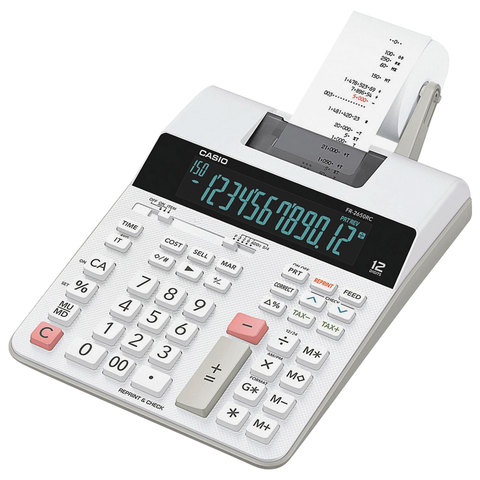 Калькулятор с печатающим устройством Casio FR-2650RC (12 разряд.) белый (FR-2650RC)