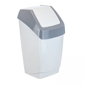 Контейнер для мусора 7л Idea "Хапс", пластик "белый мрамор", крышка-вертушка, 210x200x370мм (М 2470)