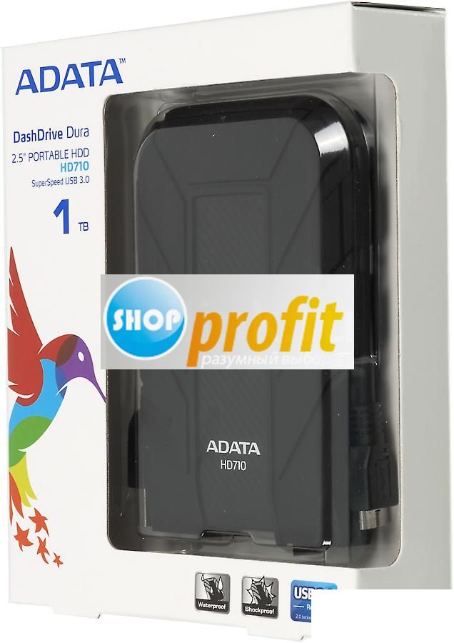 Внешний жесткий диск A-Data DashDrive Durable HD710, 1Тб, черный (AHD710-1TU3-CBK)