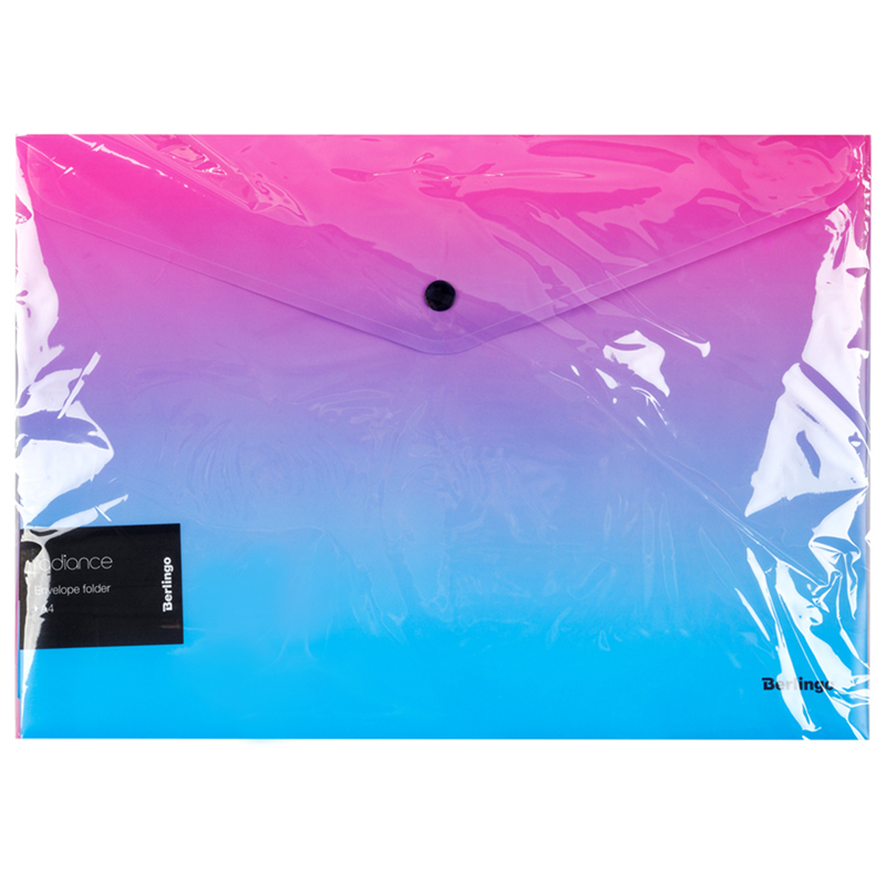 Папка-конверт на кнопке Berlingo Radiance (А4, 180мкм, пластик) розовый/голубой градиент, с рисунком, 12шт. (EFb_A4002)