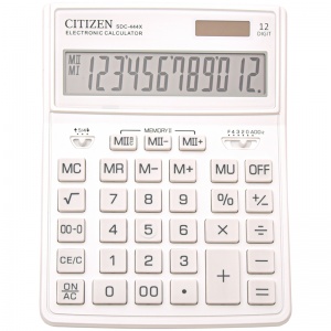 Калькулятор настольный Citizen SDC-444X (12-разрядный) двойное питание, белый (SDC444XRWHE)
