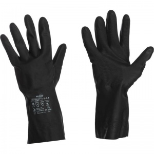 Перчатки защитные латексные Manipula Specialist КЩС-1, черные (размер 8, M), 12 пар (L-U-03/CG-942)