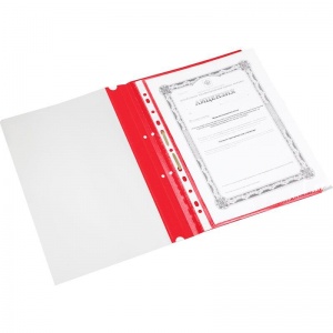 Папка-скоросшиватель с перфорацией на корешке Attache (А4, до 100л., пластик) красная прозрачная, 10шт.