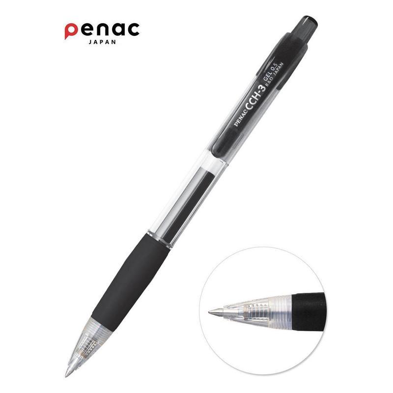 Ручка гелевая автоматическая Penac CCH-3 Gel (0.3мм, черная), 12шт.