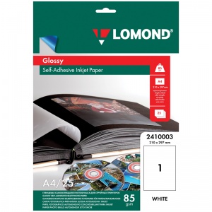 Этикетки самоклеящиеся Lomond (1шт. на листе А4, размер 210x297мм, белые, 25 листов) (2410003)