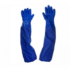 Перчатки защитные хлопковые Safeprotect Ойлрезист Лонг КЩС, пвх-покрытие, удлиненные, синие (размер 9, L)