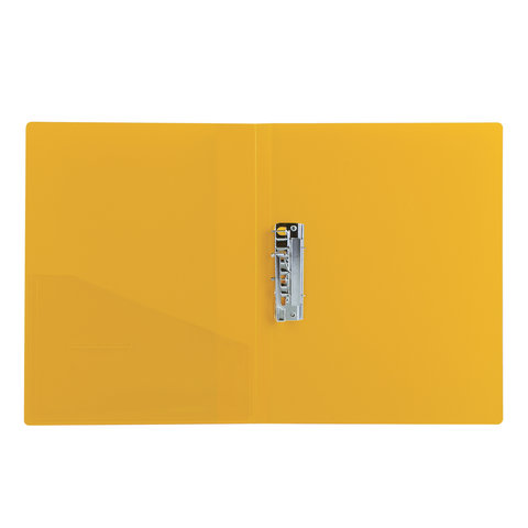 Папка с зажимом Brauberg Contract (А4, до 100л., пластик, с кармашком) желтая (221790)